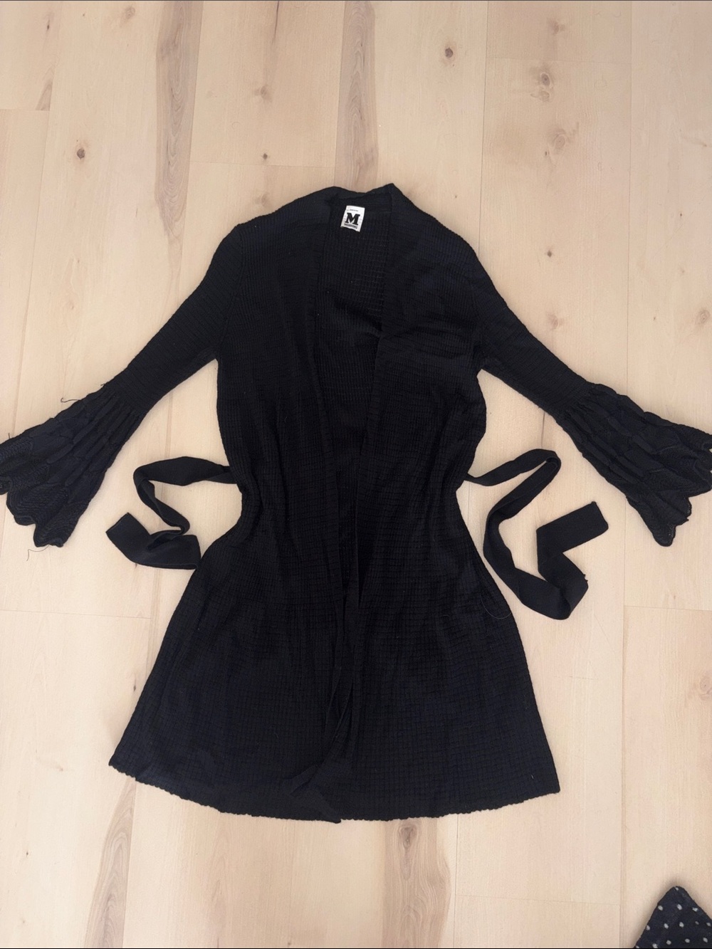 Missoni Black Knit Wrap Cardigan with Flared Bell Sleeves